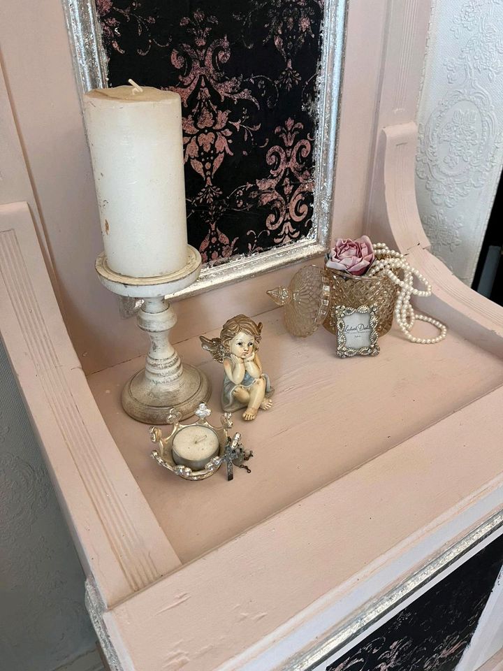 Shabby Chic Vintage Nachtschrank Nachttisch Kommode Rosa silber in Essen