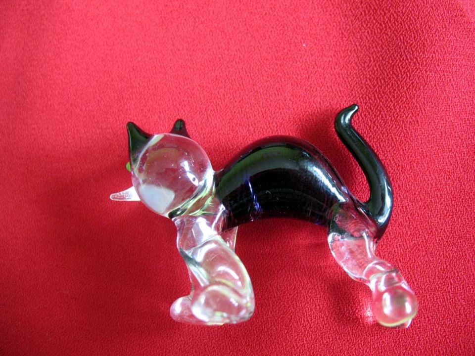 Katze – abstrakte Figur aus Glas im Murano-Stil – 3,5 x 5 x 2 cm in Berlin