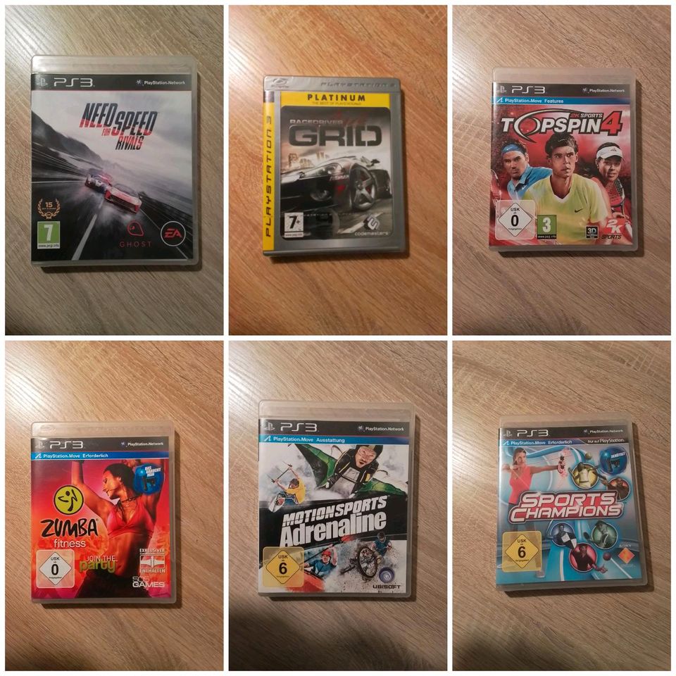 6x Spiele Playstation 3/PS3 (Need for Speed,  Zumba, Topspin 4) in Herten