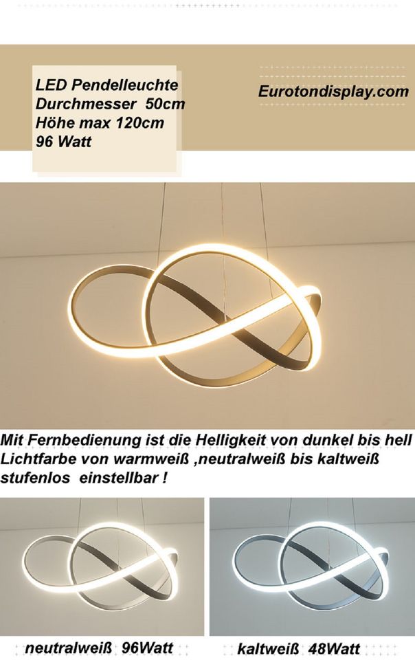 LED Pendelleuchte Fernbedienung dimmbar Helligkeit steuerbar 9642 in Bergheim