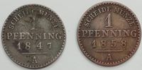 1 Pfenning 1847A+1 Pfenning 1858A  Umlaufmünzen Fürstentum-Lippe Niedersachsen - Handeloh Vorschau