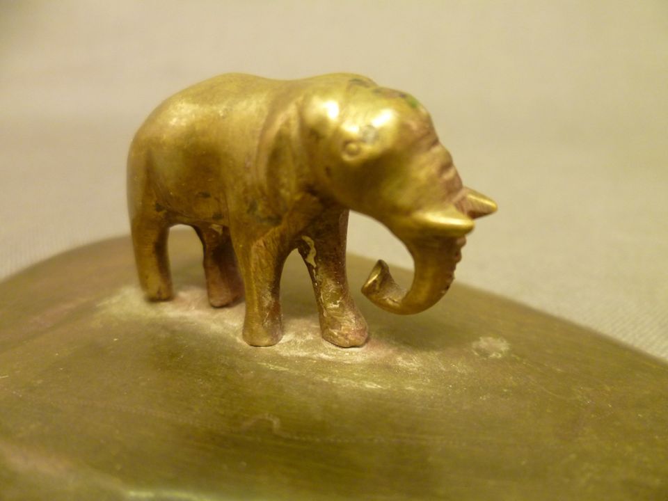 älterer Elefant aus Bronze / Messing, klein aber fein :-) in Leimen