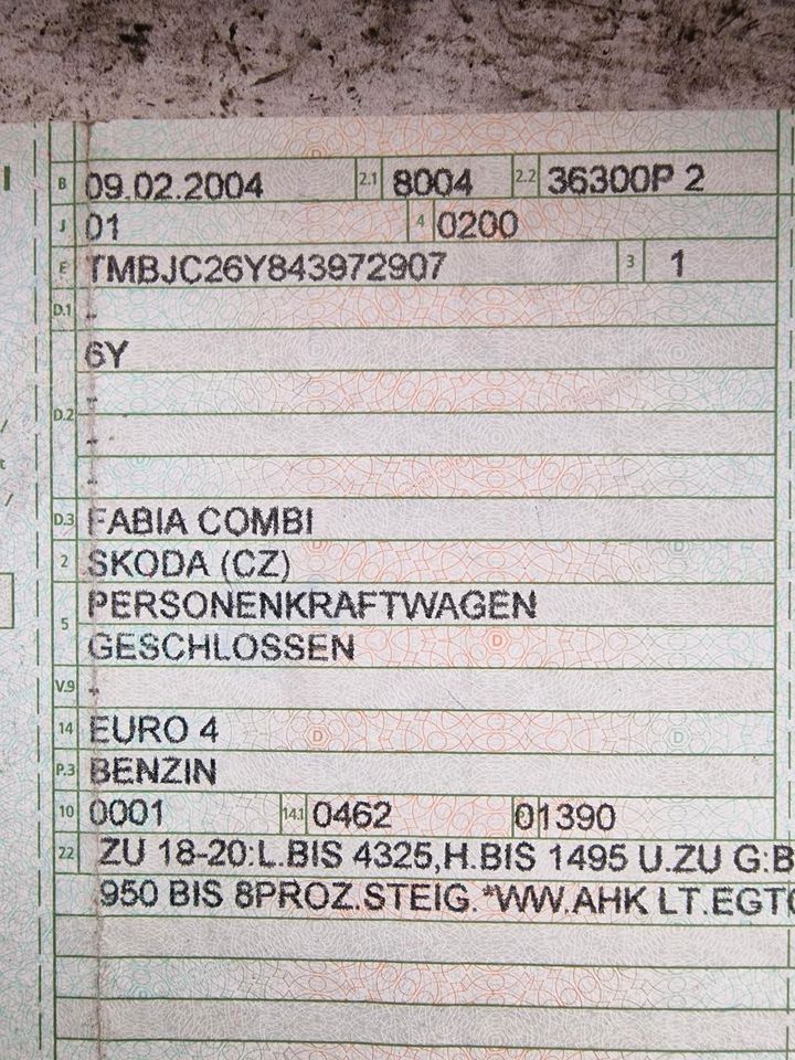 Sicherheitsgurte ,Skoda Fabia Kombi in Lutter am Barenberge