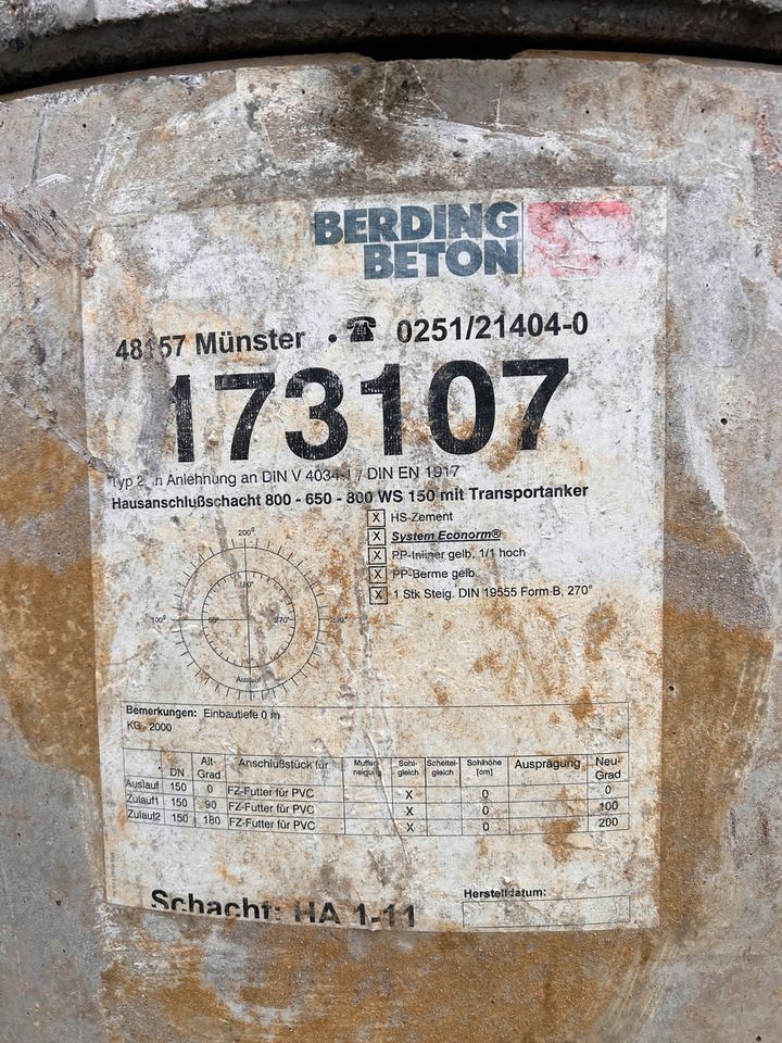 Hausanschluss Schacht berding Beton in Gescher