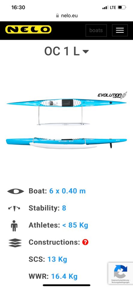 NELO Outrigger OC1 neu in Hannover