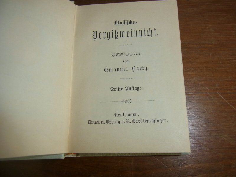 Klassisches Vergissmeinnicht Dritte Auflage Emanuel Barth in Trier