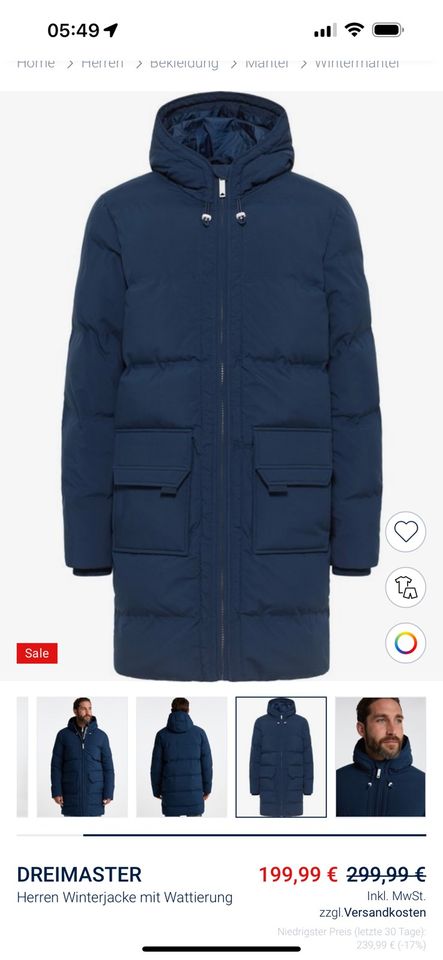 Dreimaster Wintermantel mit Wattierung XL NP: 299€ in Köln