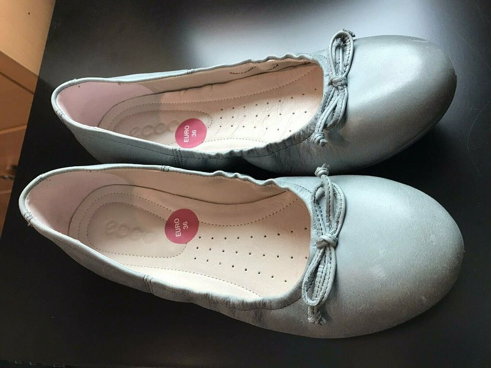 Ecco Ballerinas Schuhe Leder grau taubenblau NEU Gr.36 in Petersberg