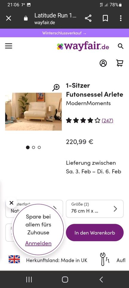 Futon Liegesessel in Merenberg