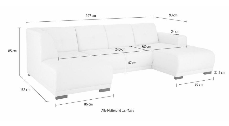 Wohnlandschaft Sofa u-form xxl 297 cm Anthrazit Webstoff NEU in Hamburg