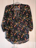 Bluse, schwarz/bunt, leicht, mit gelbem Tuch Brandenburg - Nauen Vorschau