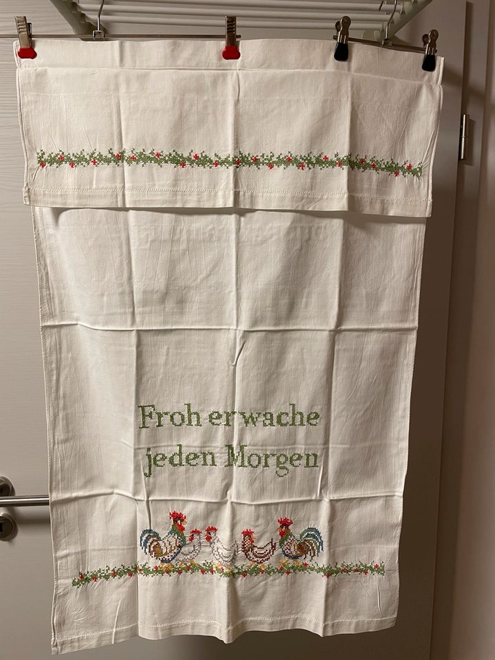 Vorhang Küche Handtuchhalter Vintage gestickt Baumwolle in Arzbach