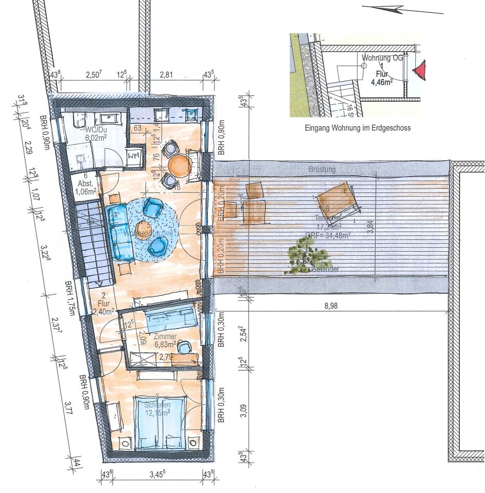 Vermiete möblierte 3-Raum-Wohnung 75qm in Warnemünde, befristet in Rostock