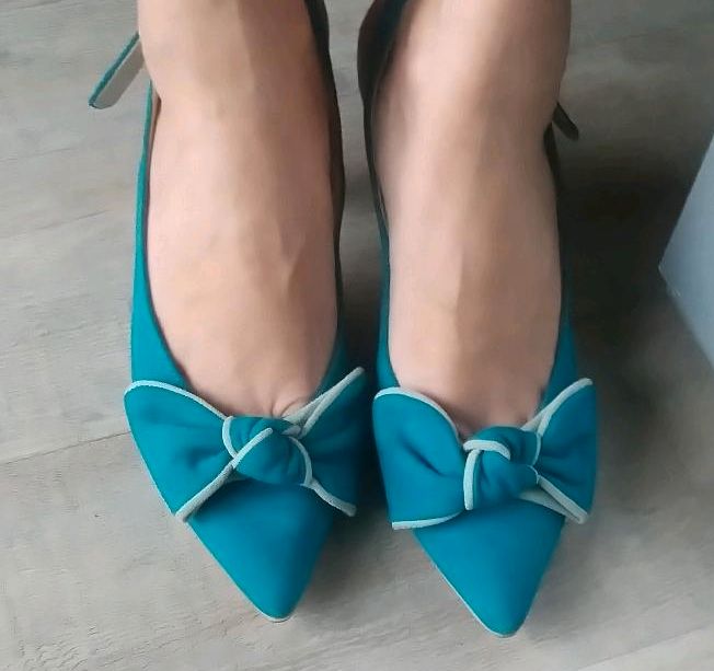 Sling pump high heels türkis blau echtes Leder 37,5 neu Gabor in Dresden
