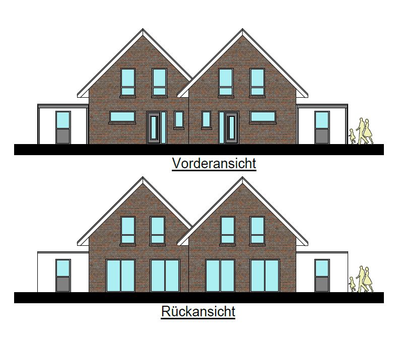 K 404 - MODERN-STILVOLL-ZEITLOS: Neubau einer Doppelhaushälfte mit Carport und Geräteraum im Neubaugebiet von Wettrup! in Wettrup