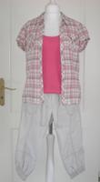 Paket Caprihose Capri 3/4 Hose Bluse Top beige weiß pink 36 38 Hessen - Großenlüder Vorschau