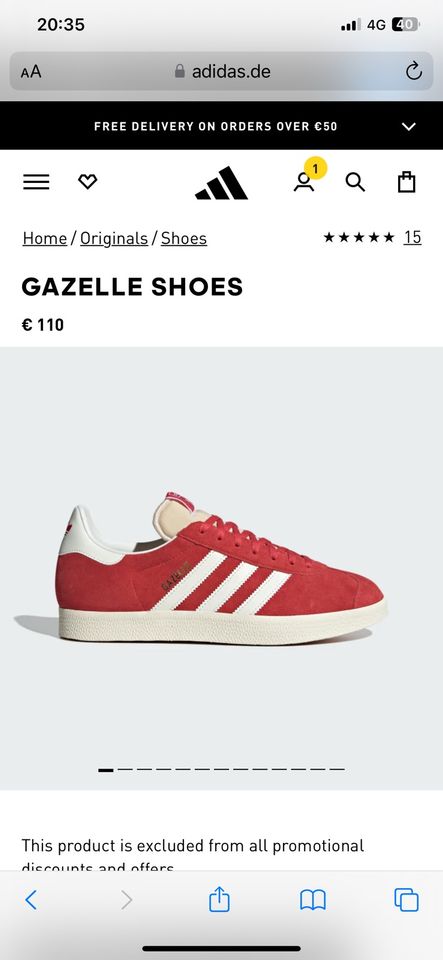 Schuhe - Gazelle- Rot in Gießen