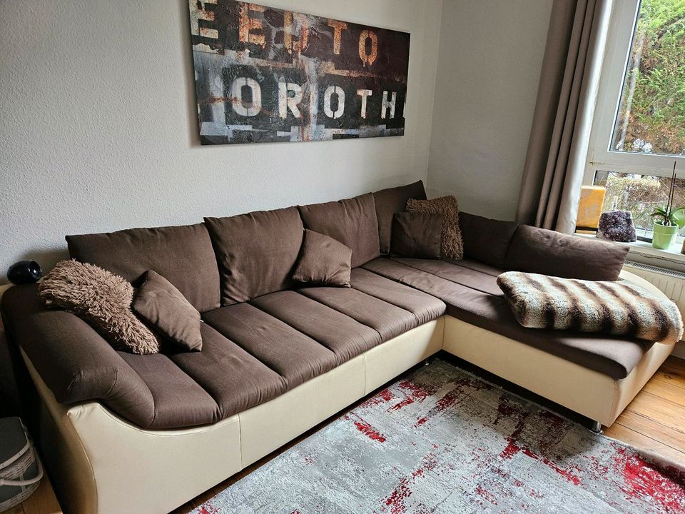 Couchgarnitur Couch Sofa Ecksofa Eckcouch braun beige Schlafcouch in Hamburg