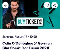 Comic Con Essen Photo Shoot Ticket Colin O'Donoghue DIGITAL Nordrhein-Westfalen - Warburg Vorschau
