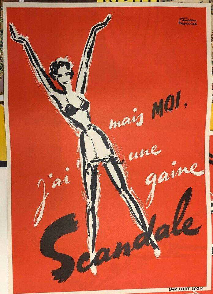 Vintage Poster 1950 Reklame Plakat Scandale Korsage Nylonstrumpf in Köln