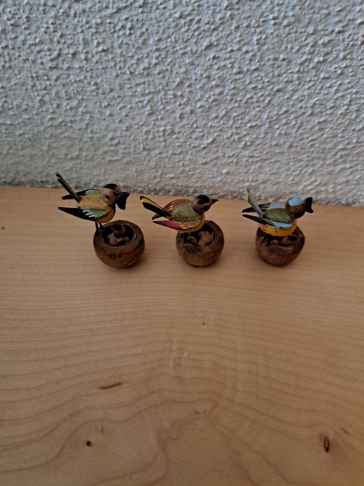 3x Vögel aus Holz, Erzgebirge? Volkskunst alt in Freiburg im Breisgau