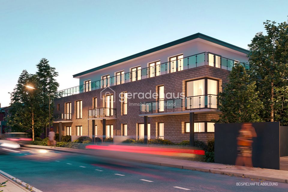 Exklusives Wohnen am Wasserturm: Neubau-Obergeschosswohnung mit sonnigem Balkon in Laxten