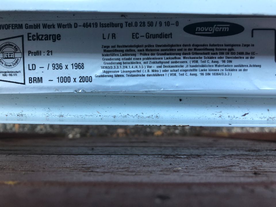Stahl Eckzarge -Novoferm 1000x2000[mm] – Neuware  1 von 3 in Ahlen