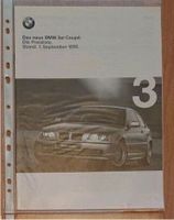 BMW 3er E46 Coupé Prospekt Preisliste 1999 Baden-Württemberg - Mannheim Vorschau