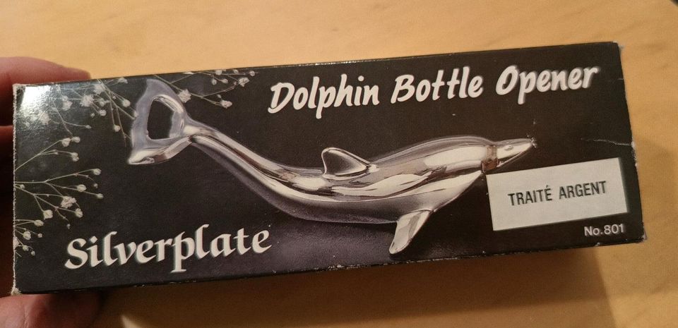 Versilberter Flaschenöffner Delfin Vintage 60er/70er Silverplate in Frankfurt am Main