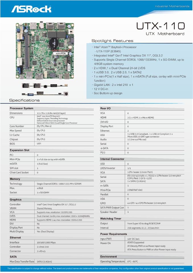 AsRock Singleboard Computer UTX 110 in Nürnberg (Mittelfr)