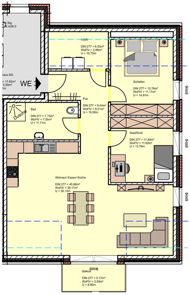 Neubau-Dachgeschosswohnung mit eigener Photovoltaikanlage in beliebter Wohnlage von Wiesmoor in Wiesmoor