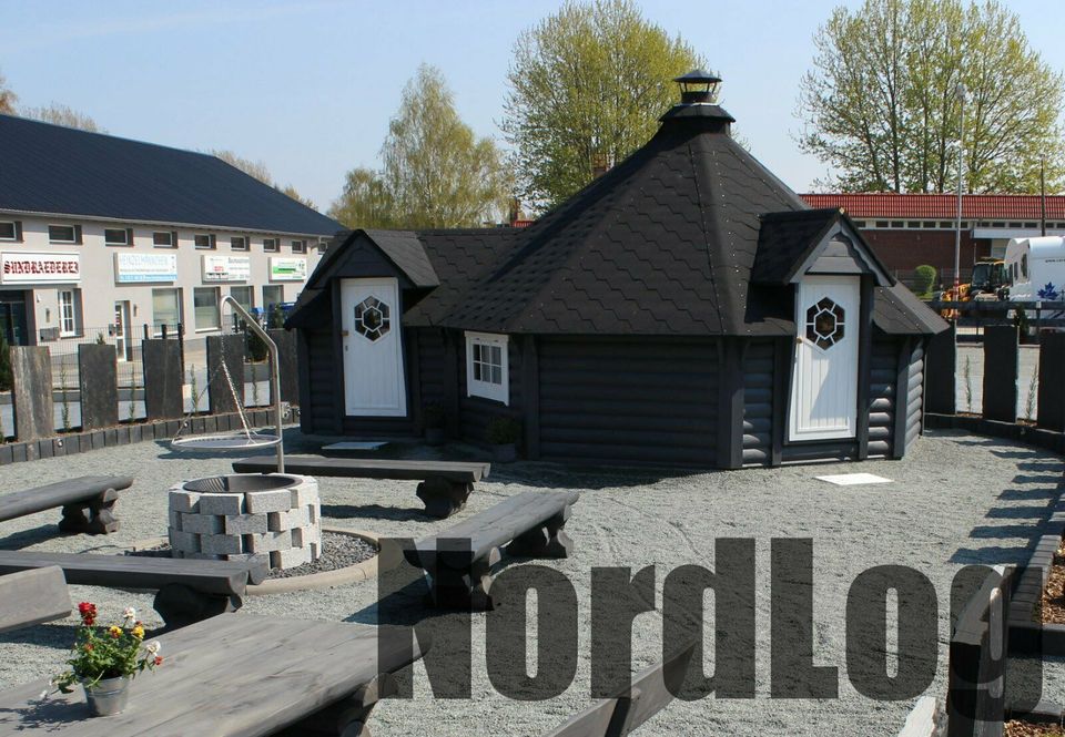 NordLog Grillkota 16,5m² + 1,9m Anbau - Grillhaus Gartenhaus Kota in Weil der Stadt