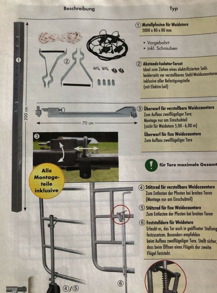 Weidezauntor Höhe 1,10 m, verstellbar in Jarmen