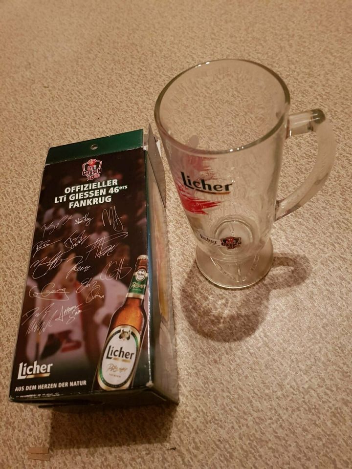 Fankrug Glas Bierglas 46er Gießen Basketball Licher Bier NEU in Lollar