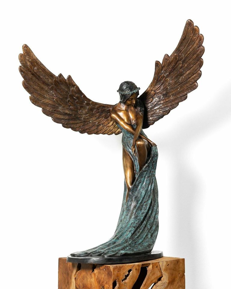 Bronze Skulptur Figur Modernist Akt Engel Angel Dekoration Flügel in Lage