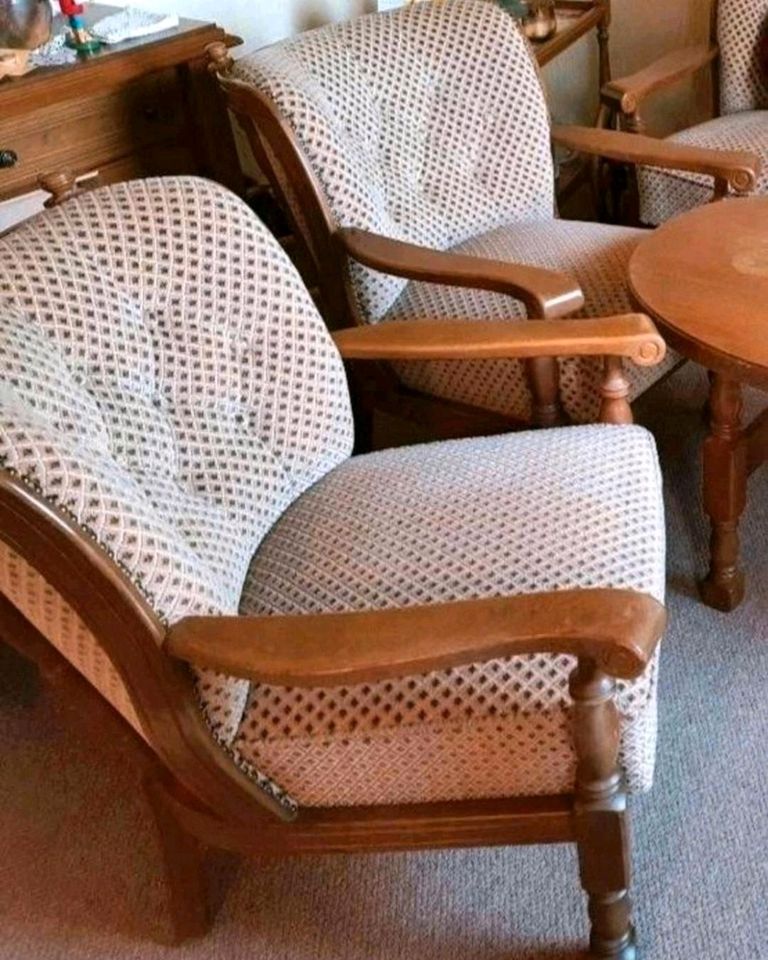 Retro Vintage Sitzgruppe Couch Sessel Hocker Herrenzimmer Sofa in Wermelskirchen