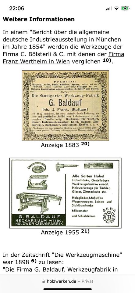 antiker Rauhbank-Hobel von G. Baldauf, Bauj.1842, Langhobel  60cm in Cottbus