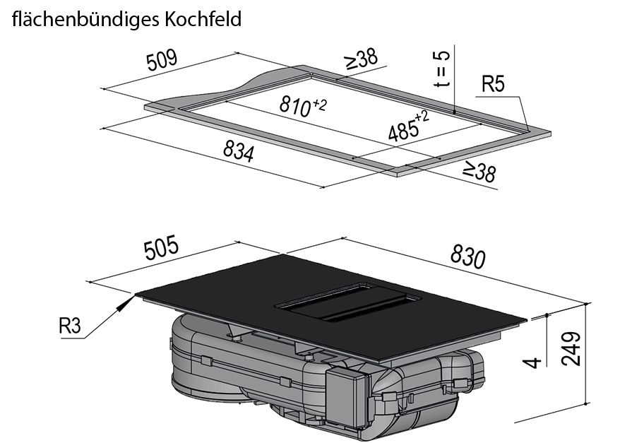 berbel BKF-DLP  DLP 83 Kochfeld mit Abzug neu undmit Umluftset in Bad Kreuznach