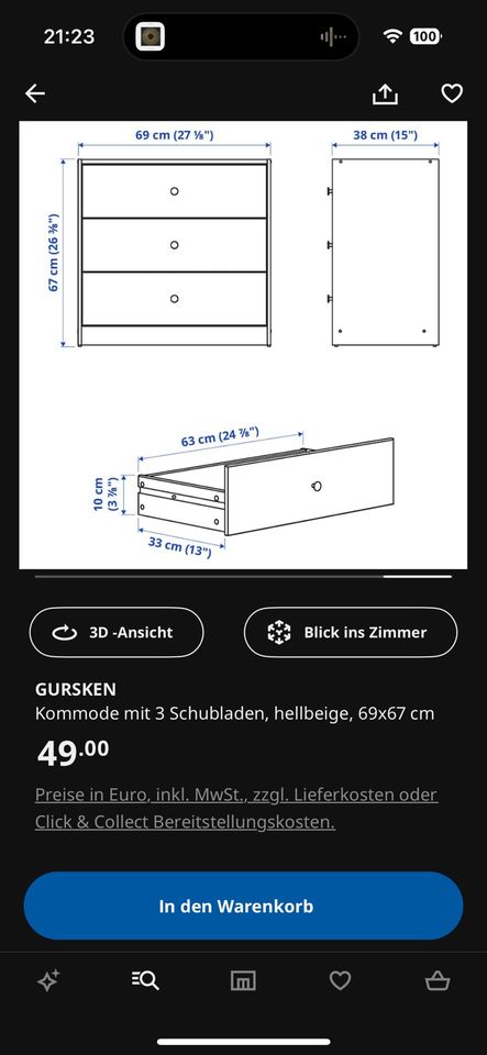 Ikea GURSKEN Kommode, hellbeige in Markt Schwaben