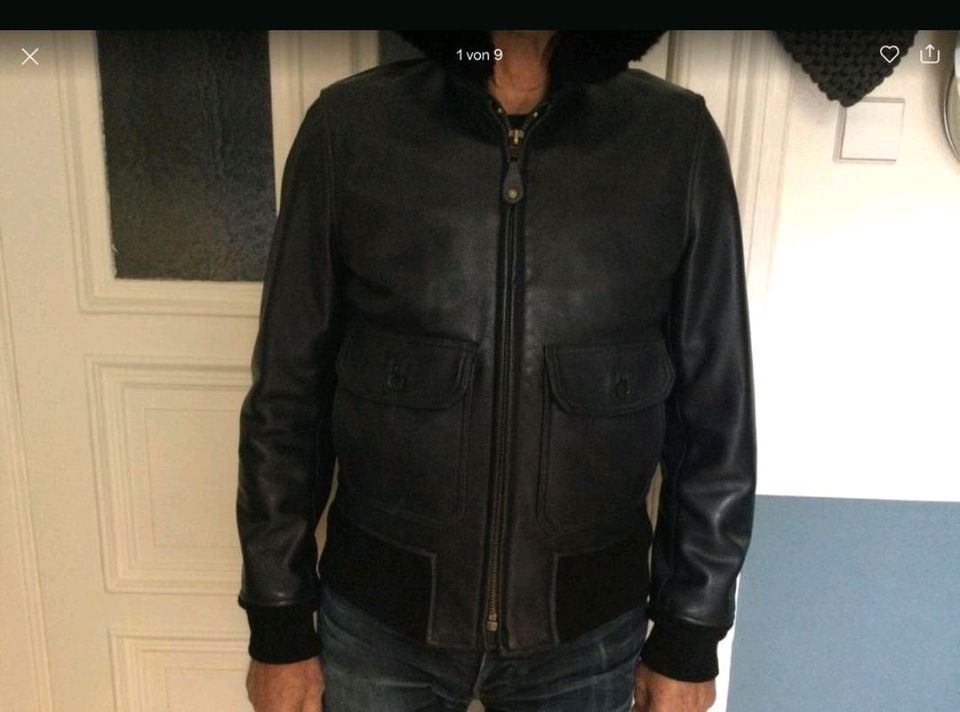 Schott Leder Fliegerjacke wie neu, zweimal getragen für einen tag in Hamburg