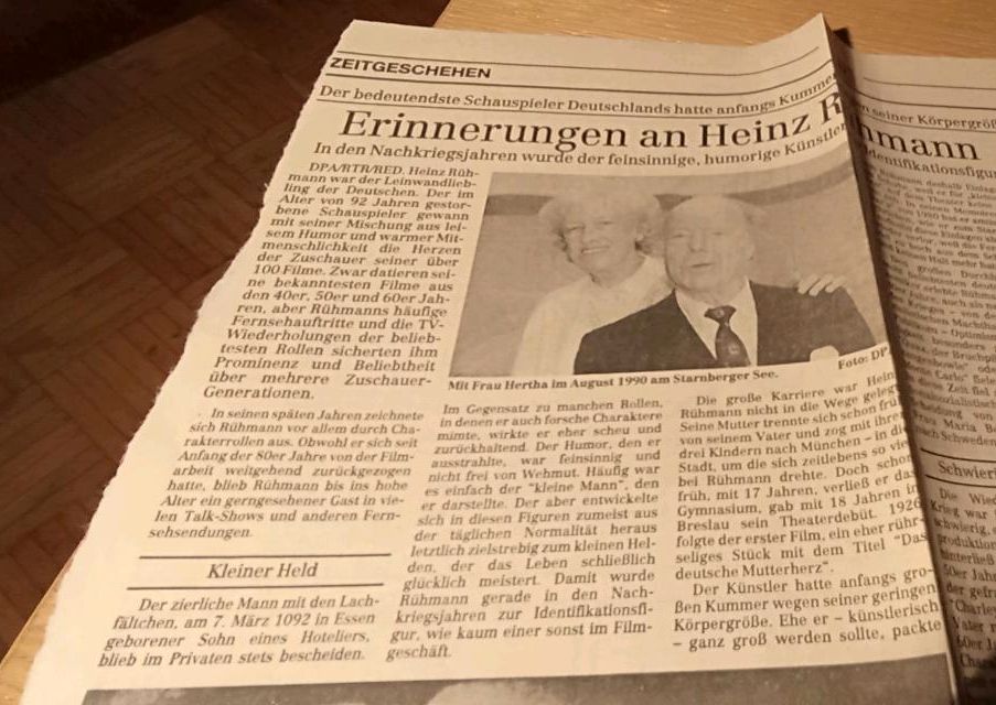 ZEITUNGSARTIKEL/HEINZ RÜHMANN/Freitag,07.10.1994/ Rhein -Zeitung in Koblenz