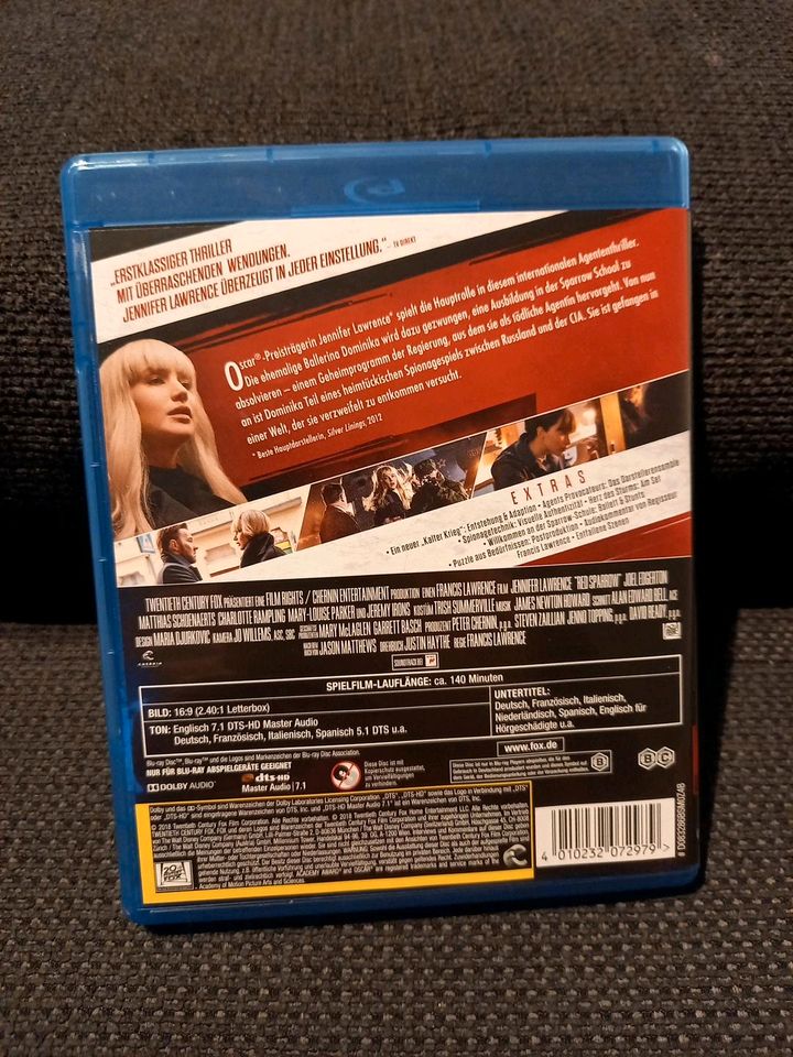 Zwei Bluray DVD Aktion Krimi Thriller Red Sparrow Tenet in Ensdorf