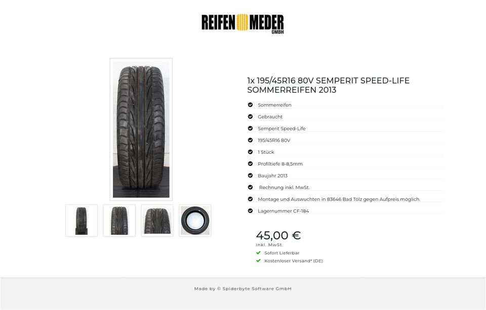 1x 195/45R16 80V SEMPERIT SPEED-LIFE SOMMERREIFEN 2013 #1DWR in Bad Tölz