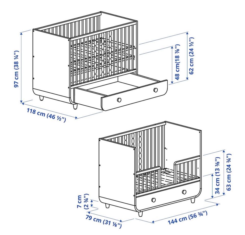 Babymöbel Bett+Wickelkomode Ikea in Olpe