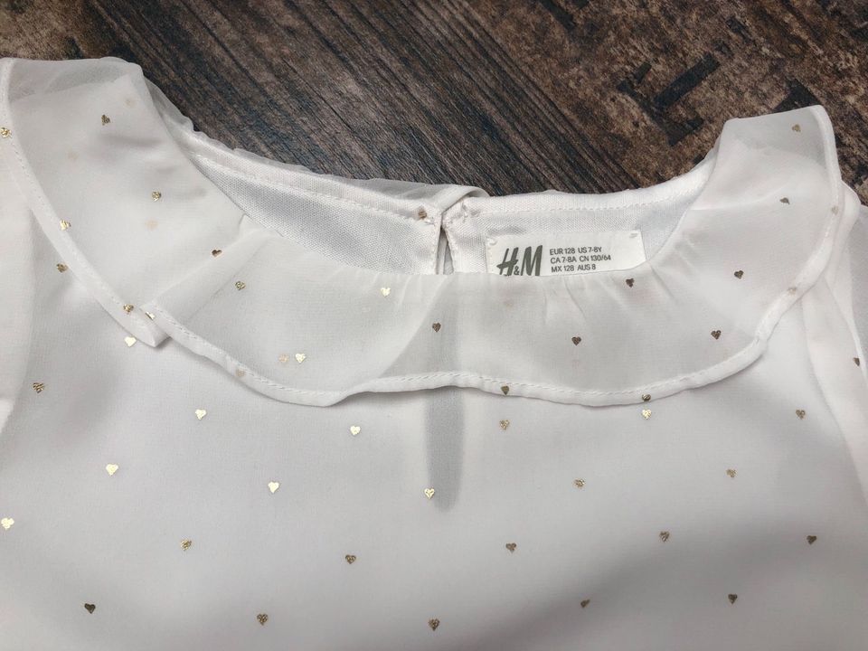 H&M Mädchen Bluse Gr. 128 Creme Gold in Neustadt a.d.Donau