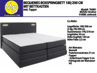 Boxspringbett Bett 180/200 +FKMatratze H2 +Topper Struktur anthra Nordrhein-Westfalen - Mettingen Vorschau