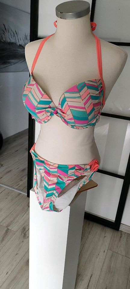 Damen Bikini von Buffalo, Gr.42, Körbchen D, Neckholder in Marl