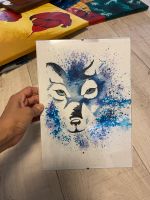 Aquarellbild Wolf 20x30cm Wandbild Baden-Württemberg - Lauffen Vorschau