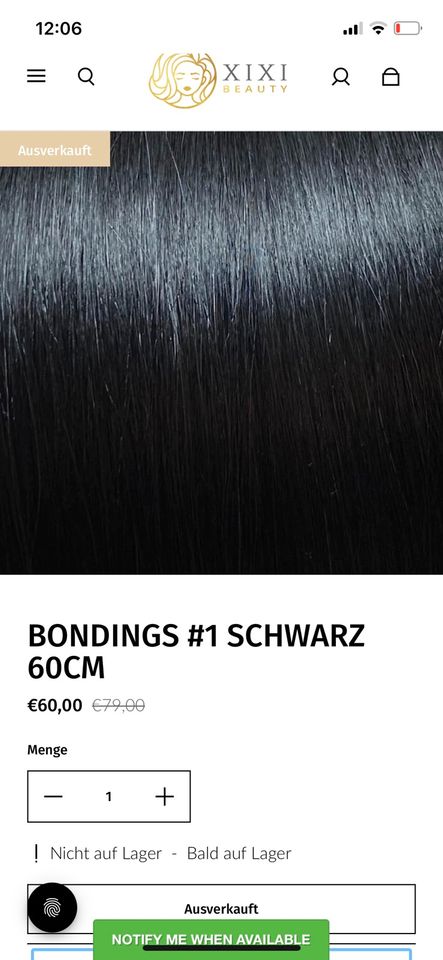 XIXI Hair Extansions Bondings Schwarz 60 cm in Oberhausen