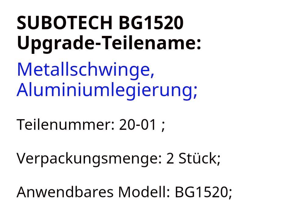Subotech BG1520 Upgrade-Teile, Fahrwerk NEU in Buesum